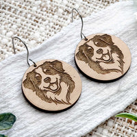 Bernese Mountain Dog Engraved Disc Earrings - Glowforge