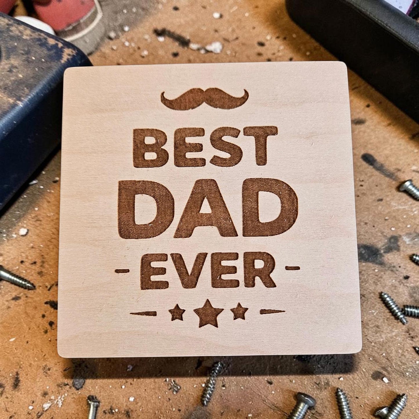 Best Dad Coaster Design #3 - Glowforge