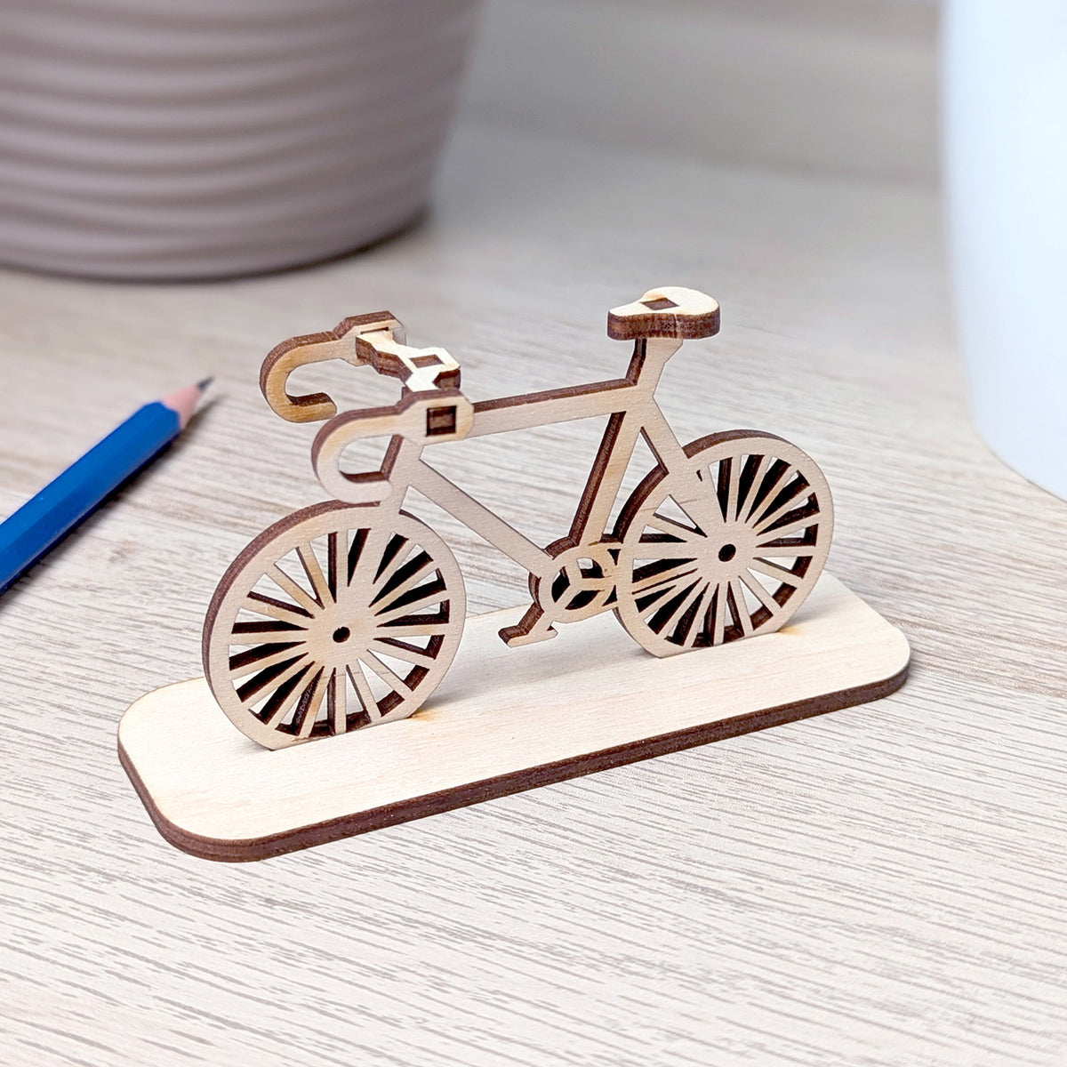 Bicycle Miniature on Stand – Simple Tiny 3D Model for Decor or Collection - Glowforge