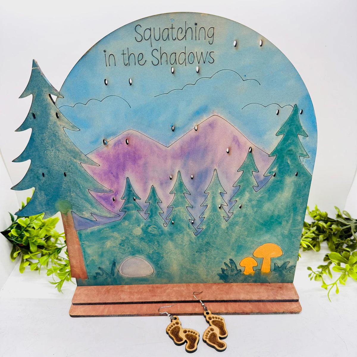 Bigfoot Earring (Set of 11) with Display Stand - Sasquatch Earrings Collection #1 - Glowforge