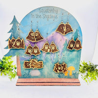 Bigfoot Earring (Set of 8) with Display Stand - Sasquatch Earrings Collection #2 - Glowforge
