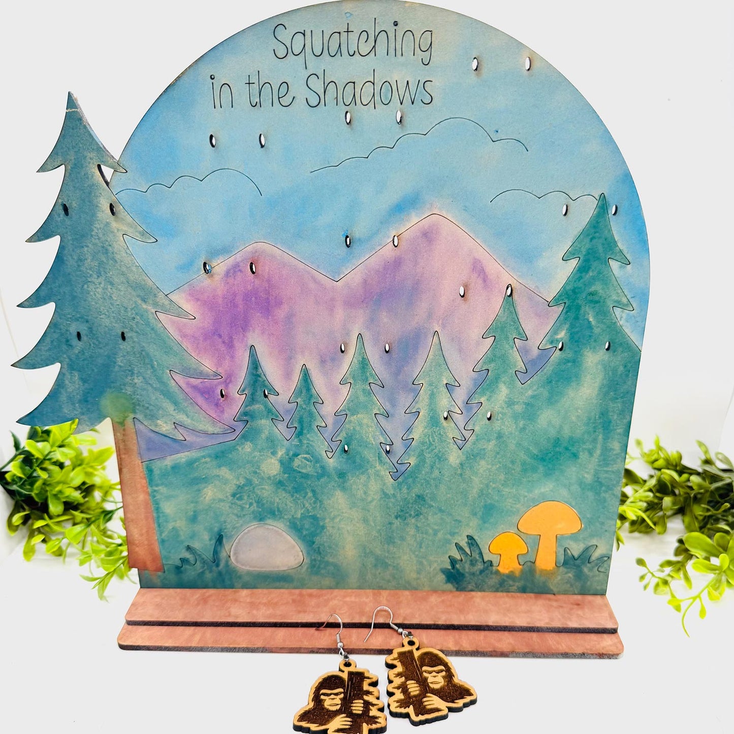 Bigfoot Earring (Set of 8) with Display Stand - Sasquatch Earrings Collection #2 - Glowforge