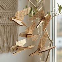 Bird Ornaments Hanging Decor with Patterned Wings (Set of 5) - Glowforge