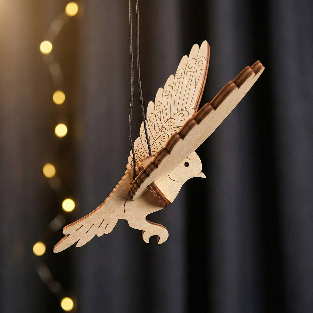 Bird Ornaments Hanging Decor with Patterned Wings (Set of 5) - Glowforge