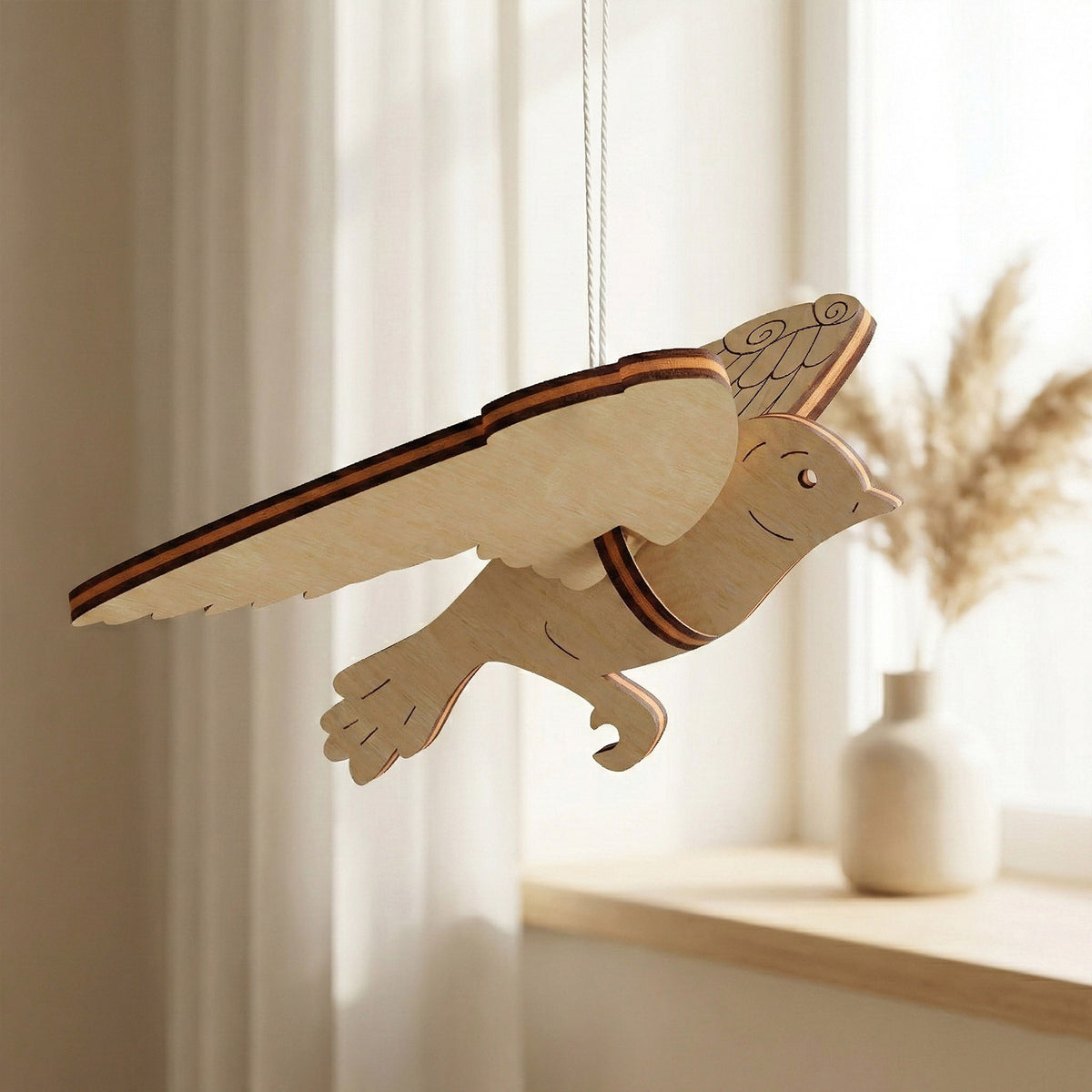 Bird Ornaments Hanging Decor with Patterned Wings (Set of 5) - Glowforge