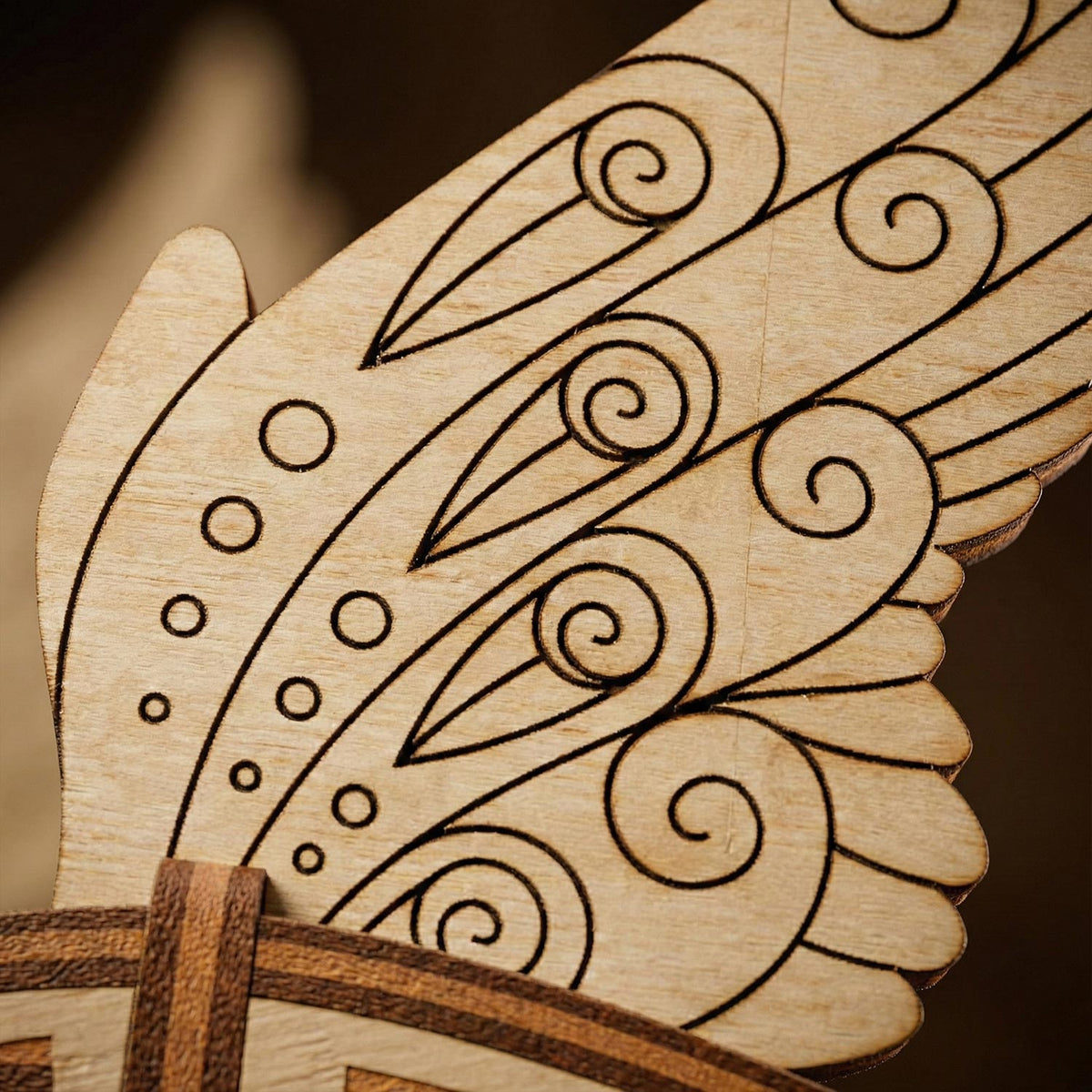 Bird Ornaments Hanging Decor with Patterned Wings (Set of 5) - Glowforge