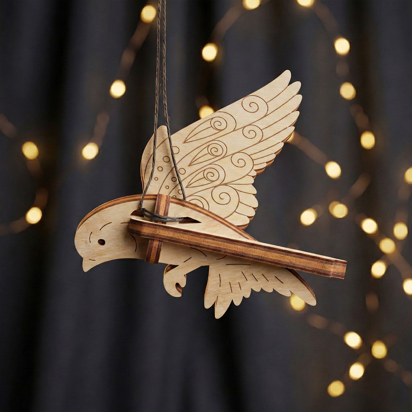 Bird Ornaments Hanging Decor with Patterned Wings (Set of 5) - Glowforge