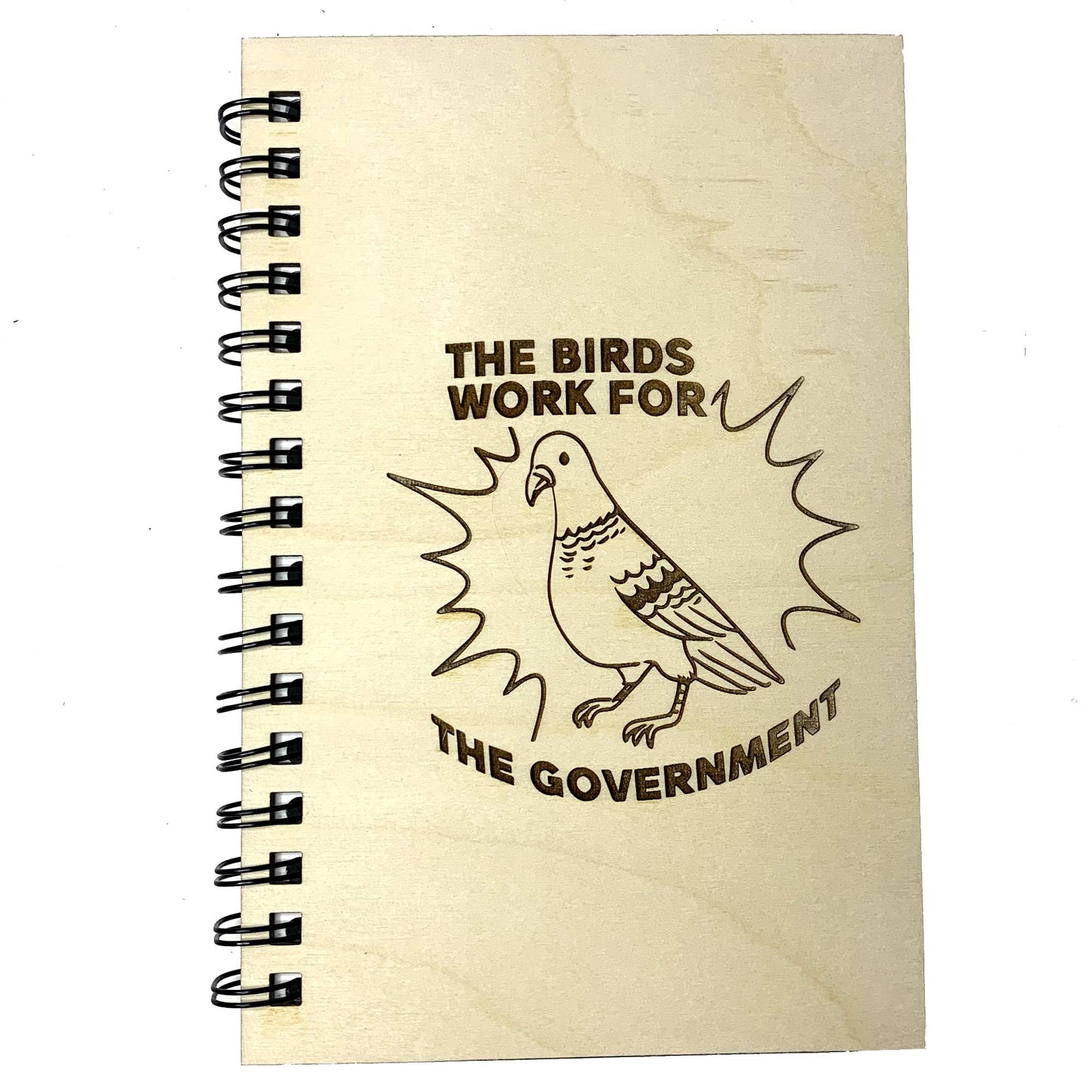 Birds Work for the Government Wood Journal Sketchbook Notebook Cover - Glowforge