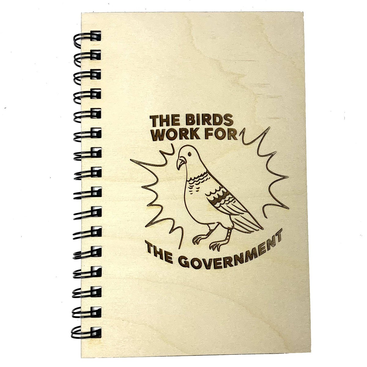 Birds Work for the Government Wood Journal Sketchbook Notebook Cover - Glowforge