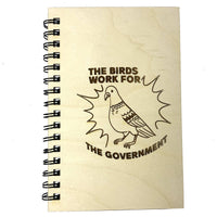Birds Work for the Government Wood Journal Sketchbook Notebook Cover - Glowforge