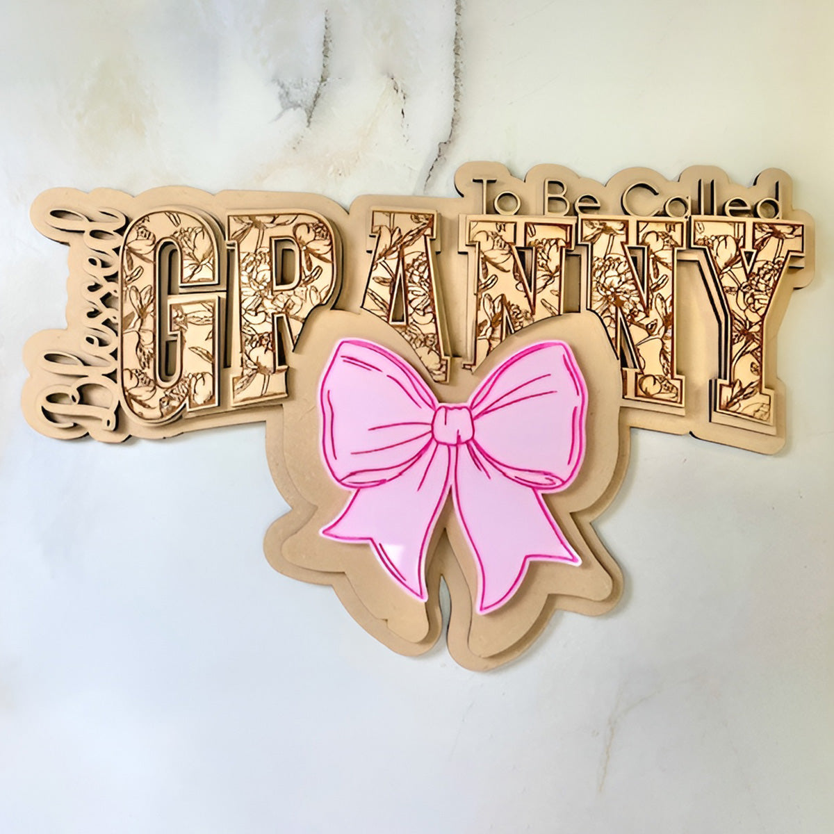 Blessed To Be GRANNY Floral Wall Hanger - Glowforge