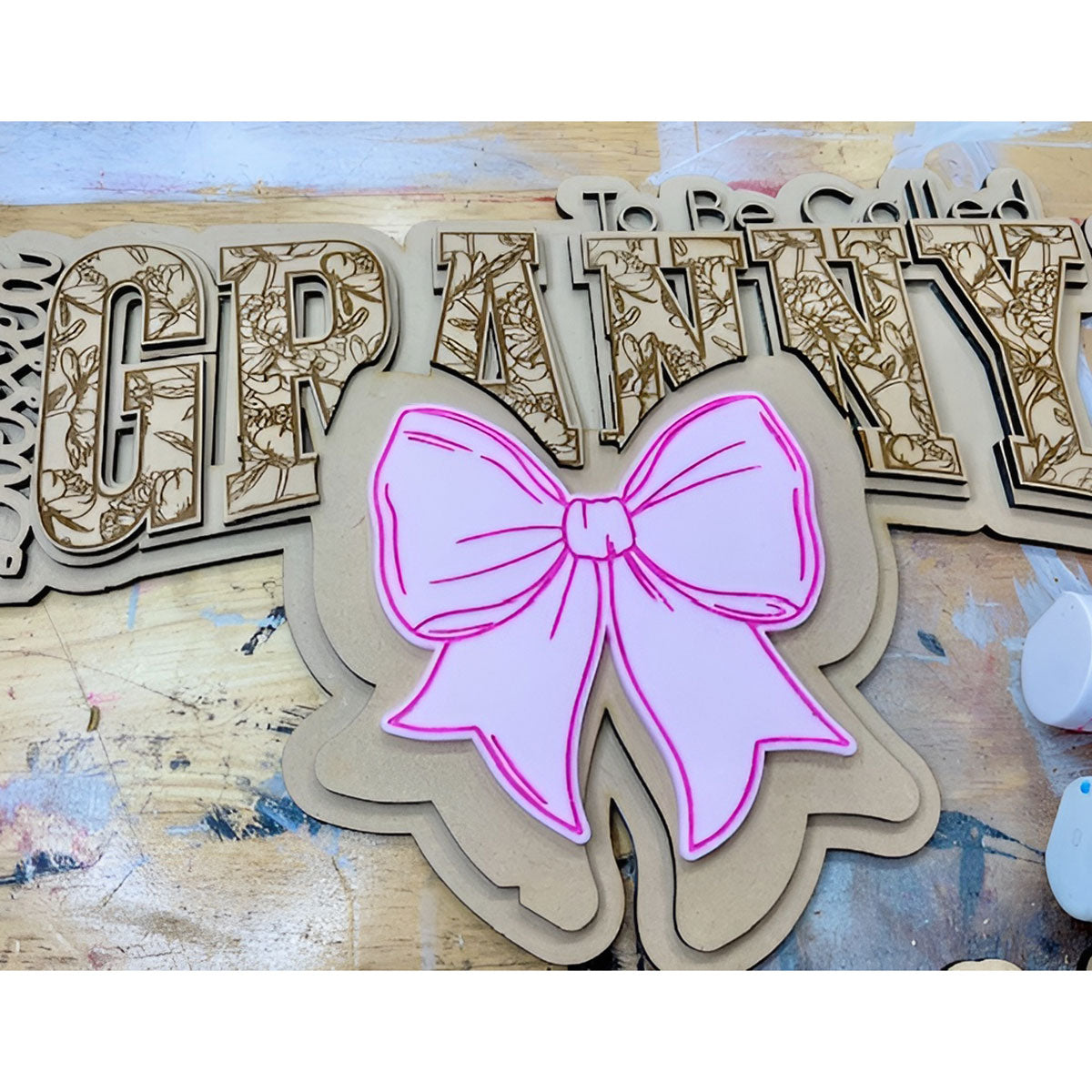 Blessed To Be GRANNY Floral Wall Hanger - Glowforge
