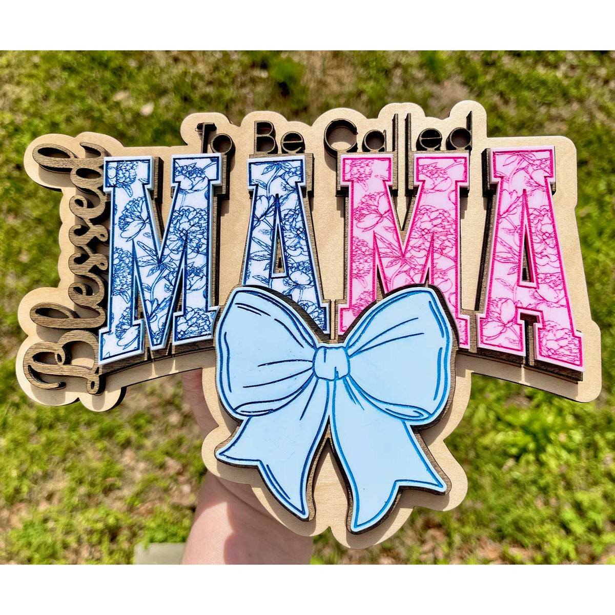 Blessed To Be MAMA Floral Wall Hanger - Glowforge