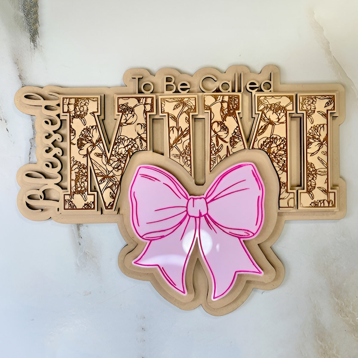 Blessed To Be MIMI Floral Wall Hanger - Glowforge