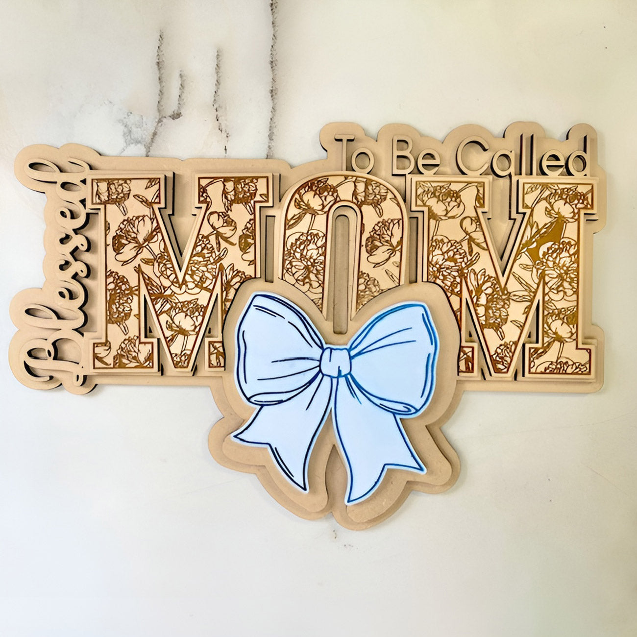 Blessed To Be MOM Floral Wall Hanger - Glowforge