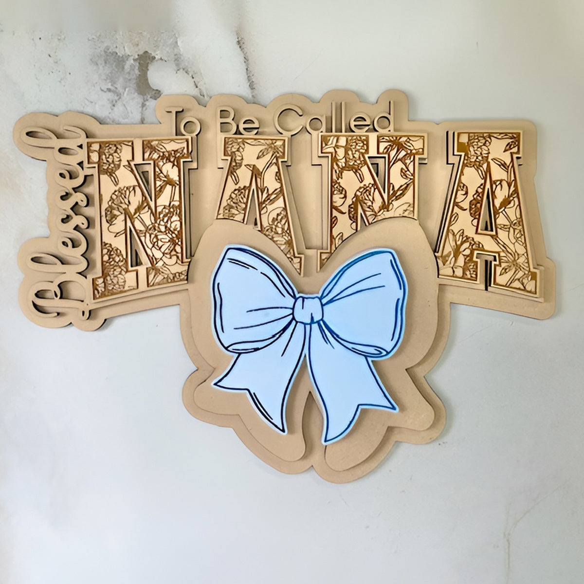 Blessed To Be NANA Floral Wall Hanger - Glowforge