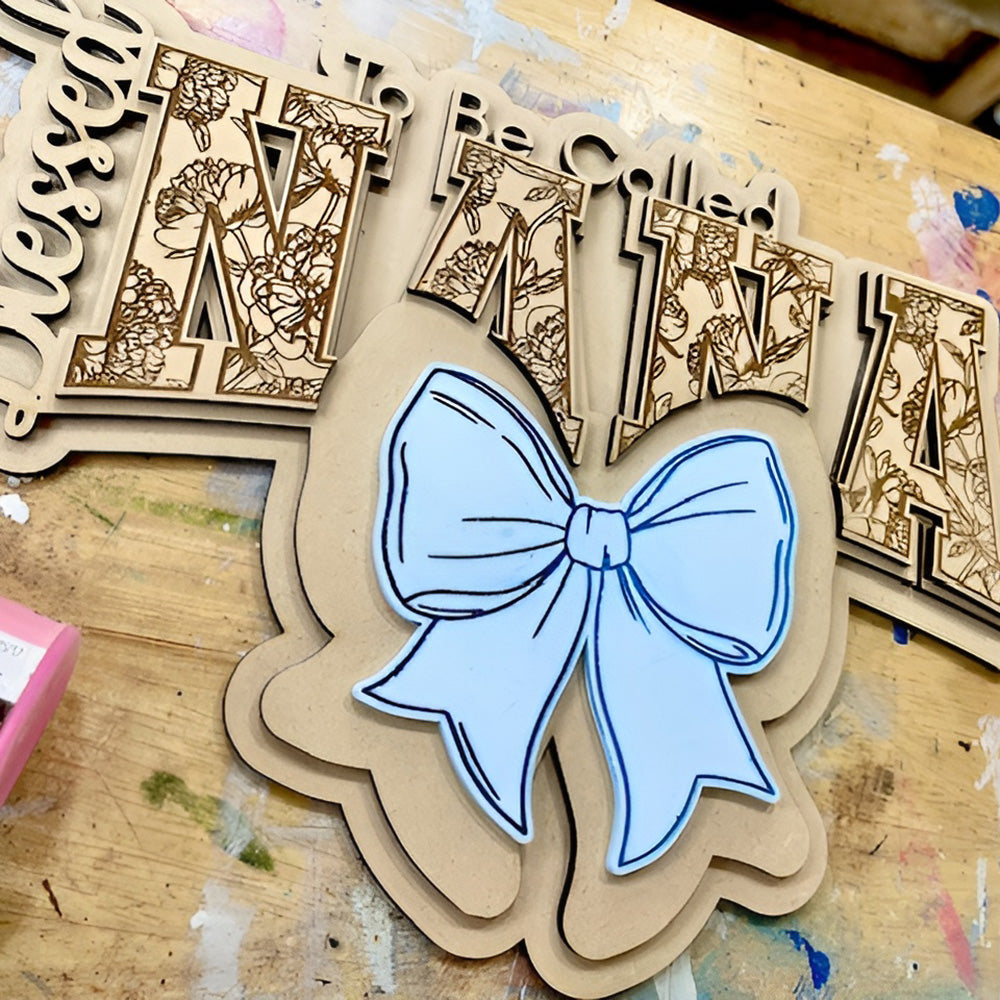 Blessed To Be NANA Floral Wall Hanger - Glowforge