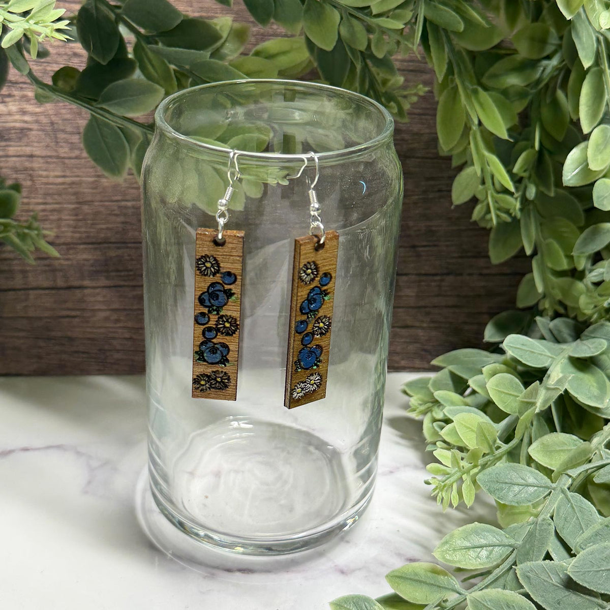 Blueberry Summer Bar Dangle Earrings - Glowforge