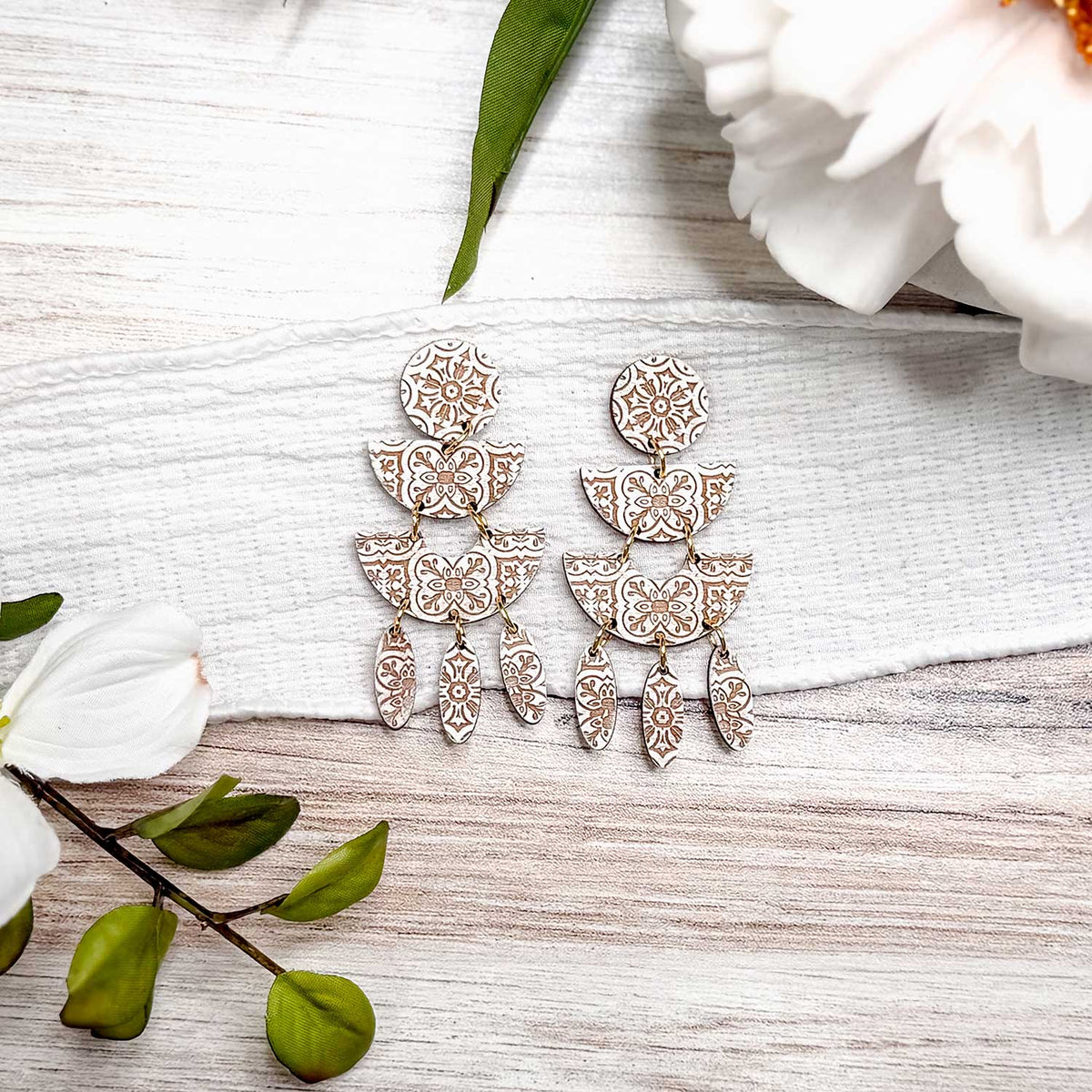 Boho Moroccan Tile Statement Earrings - Glowforge