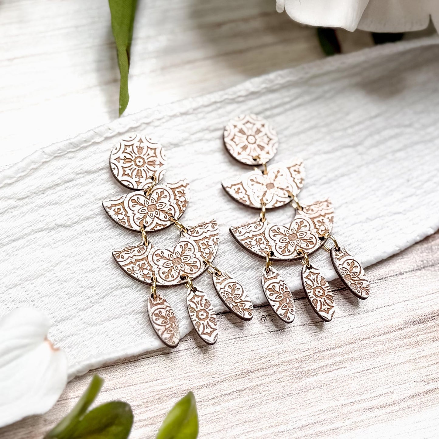 Boho Moroccan Tile Statement Earrings - Glowforge