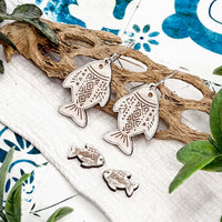 Boho Pattern Fish Dangle and Stud Earrings Set - Glowforge