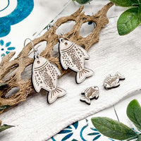 Boho Pattern Fish Dangle and Stud Earrings Set - Glowforge
