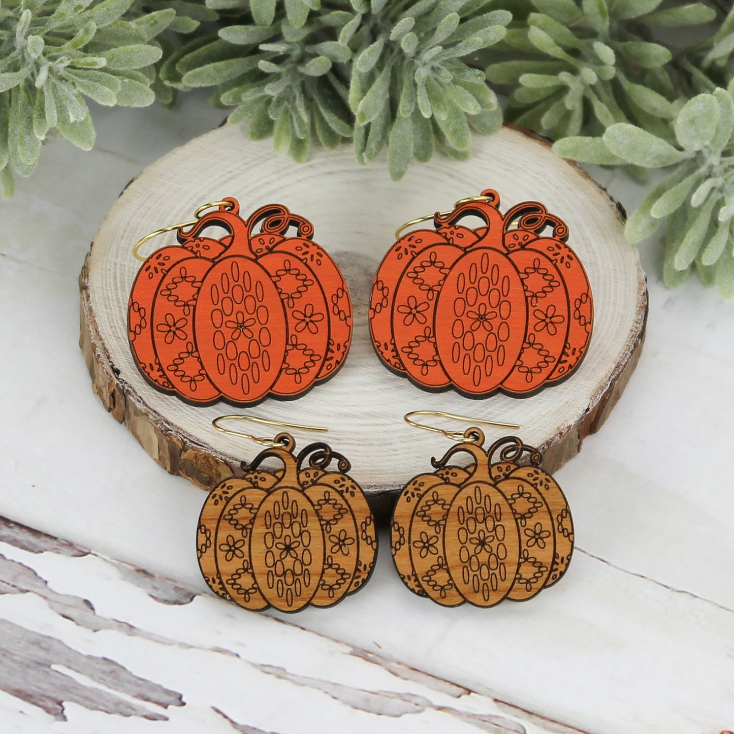 Boho Pumpkin Earrings - Fall Earrings (Set of 2 Sizes)- Glowforge