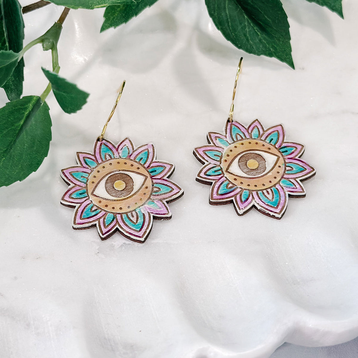 Boho Sunburst Eye Earrings - Glowforge