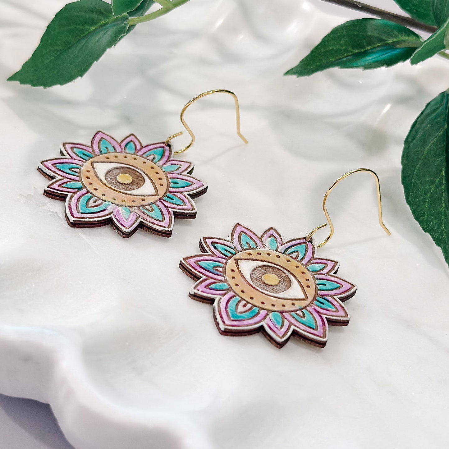 Boho Sunburst Eye Earrings - Glowforge