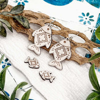 Boho Tile Fish Dangle and Stud Earrings Set - Glowforge
