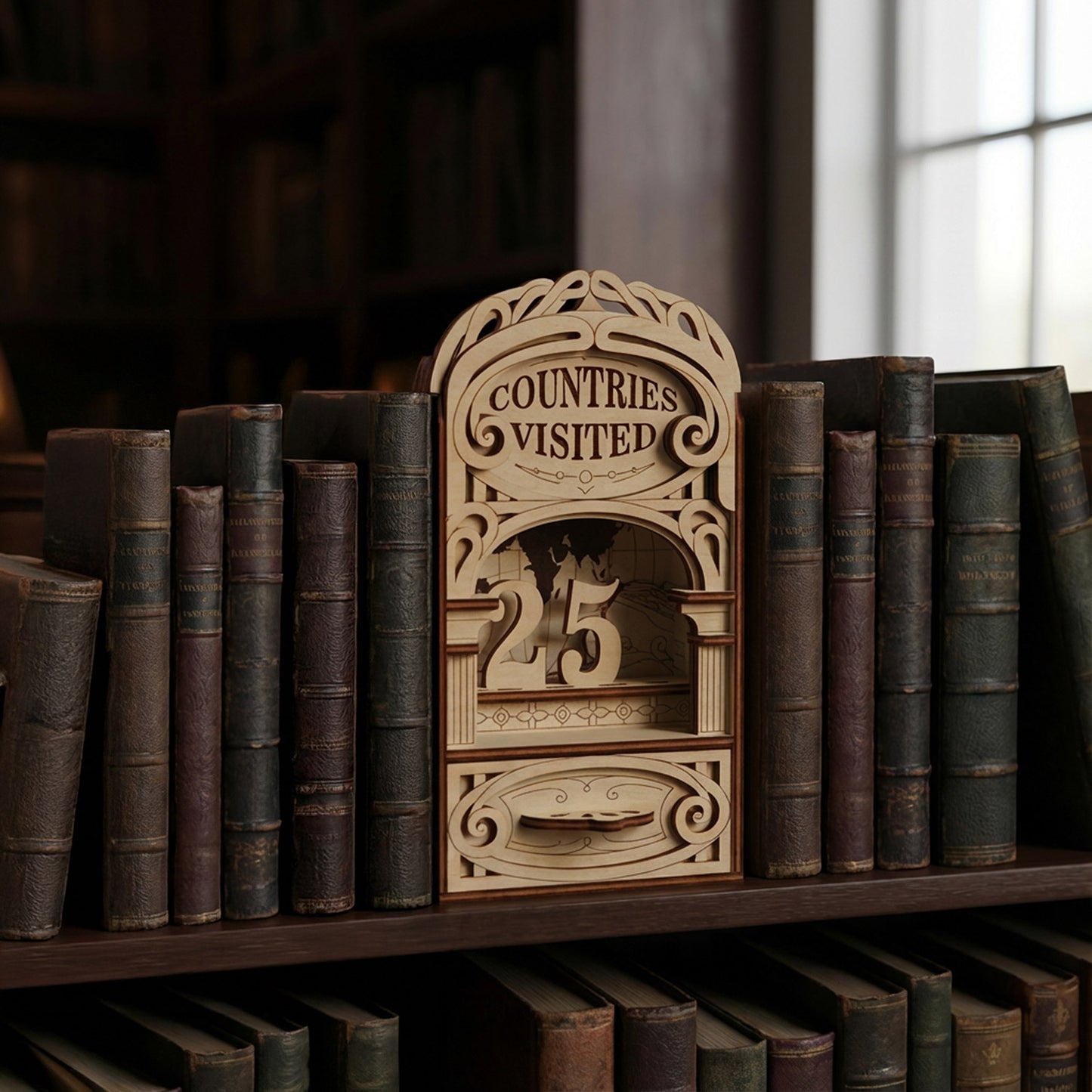 Book Nook - Countries Visited Travel Counter for Adventure Lovers - Glowforge