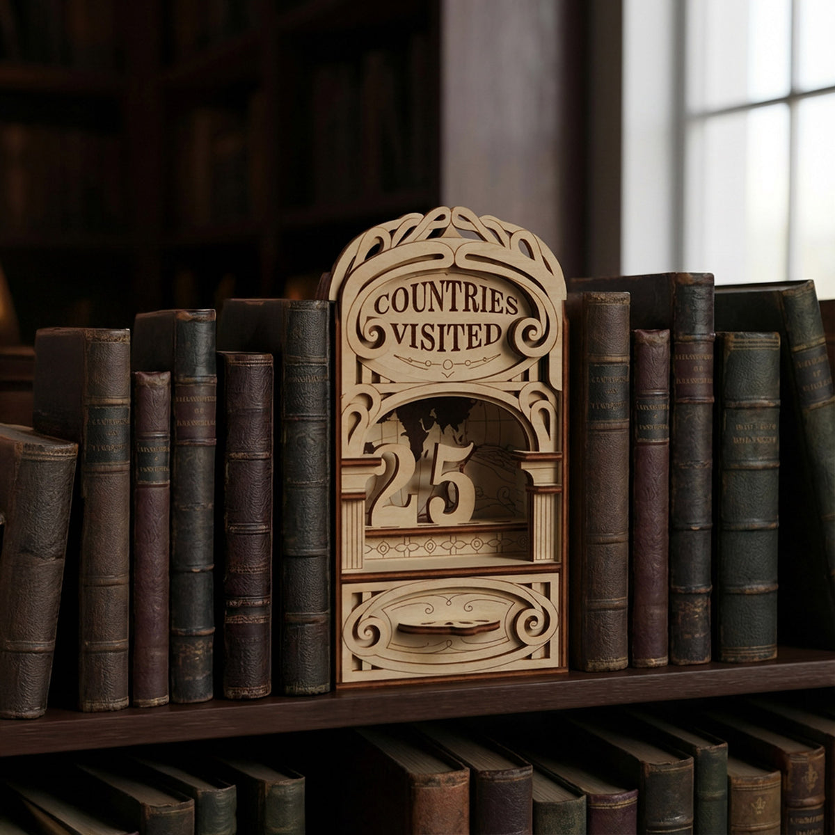 Book Nook - Countries Visited Travel Counter for Adventure Lovers - Glowforge