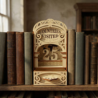 Book Nook - Countries Visited Travel Counter for Adventure Lovers - Glowforge