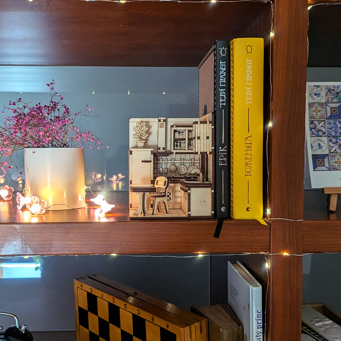 Book Nook Kitchen - Dollhouse-Style Miniature Diorama for Bookshelf Display - Glowforge