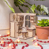 Book Nook Kitchen - Dollhouse-Style Miniature Diorama for Bookshelf Display - Glowforge