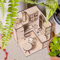 Book Nook Kitchen - Dollhouse-Style Miniature Diorama for Bookshelf Display - Glowforge