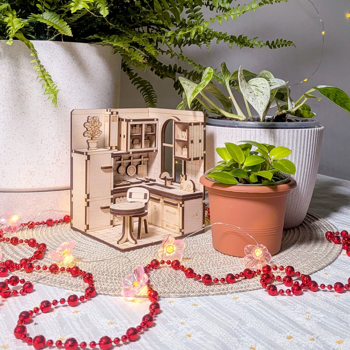Book Nook Kitchen - Dollhouse-Style Miniature Diorama for Bookshelf Display - Glowforge