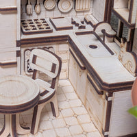 Book Nook Kitchen - Dollhouse-Style Miniature Diorama for Bookshelf Display - Glowforge