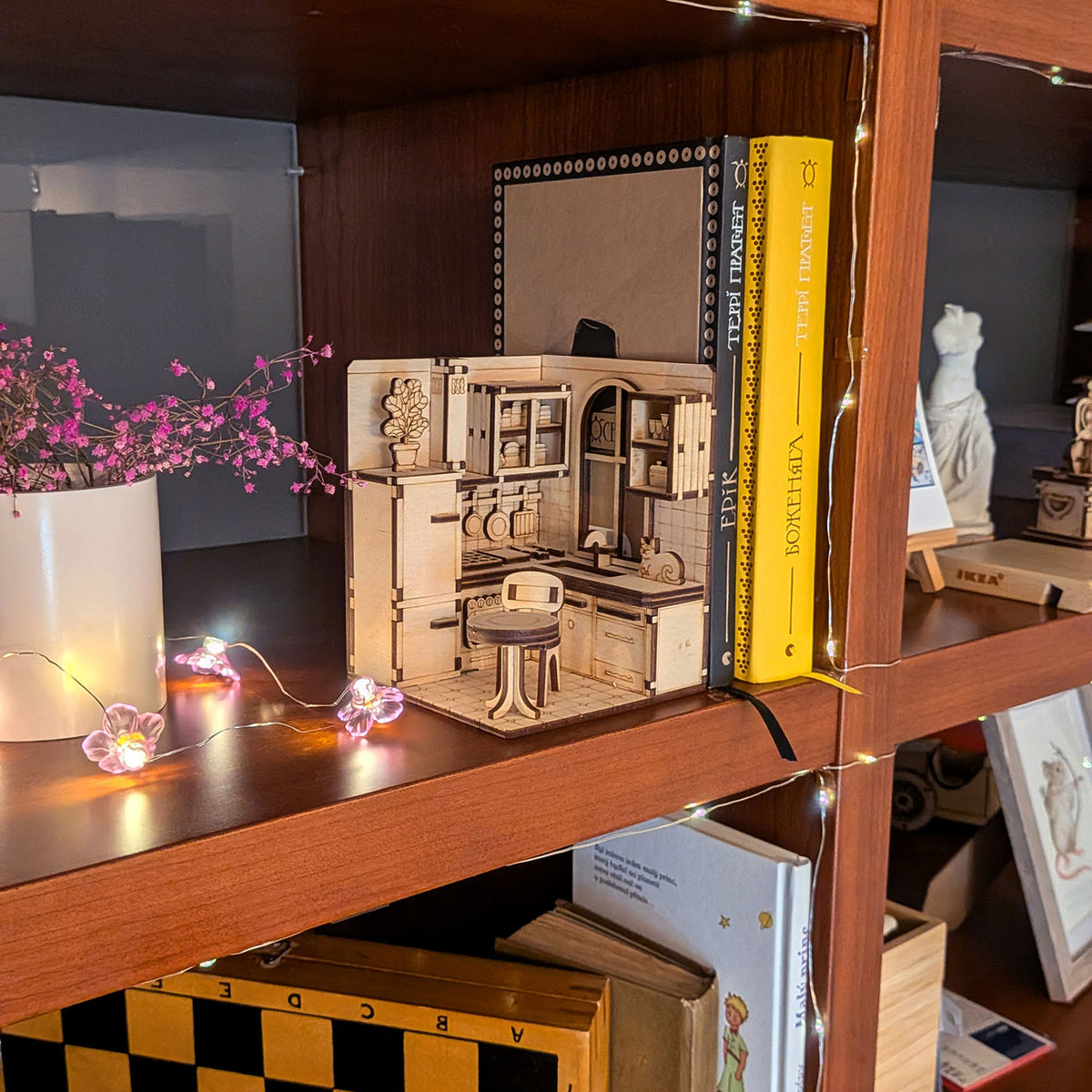 Book Nook Kitchen - Dollhouse-Style Miniature Diorama for Bookshelf Display - Glowforge