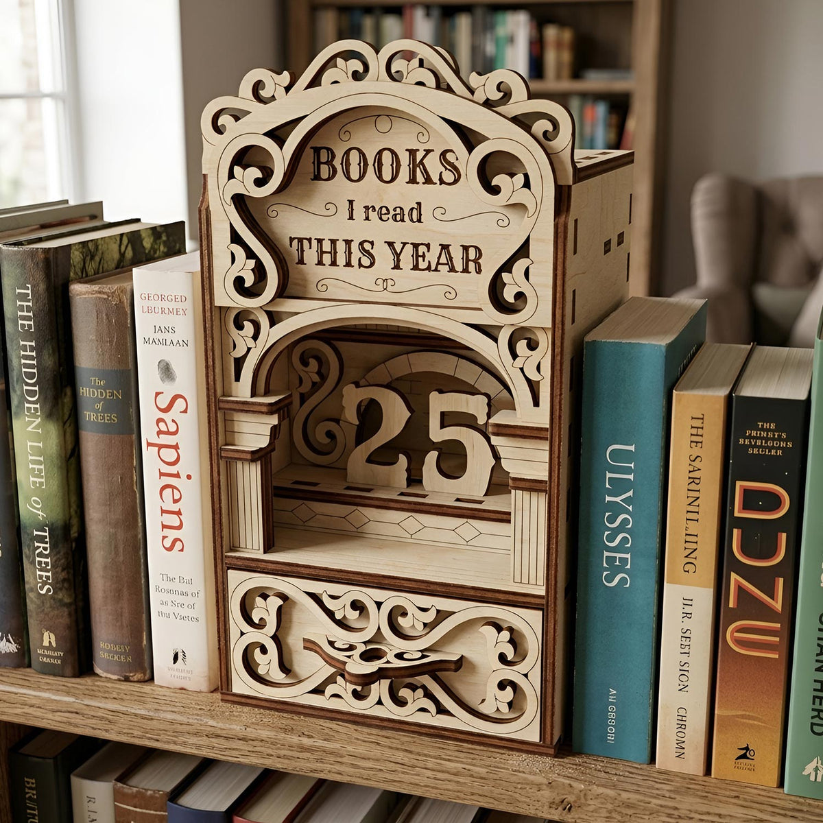 Books I Read This Year - Reading Tracker Book Nook with Shelf - Glowforge