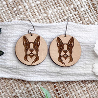Boston Terrier Engraved Disc Earrings - Glowforge