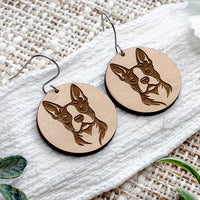 Boston Terrier Engraved Disc Earrings - Glowforge