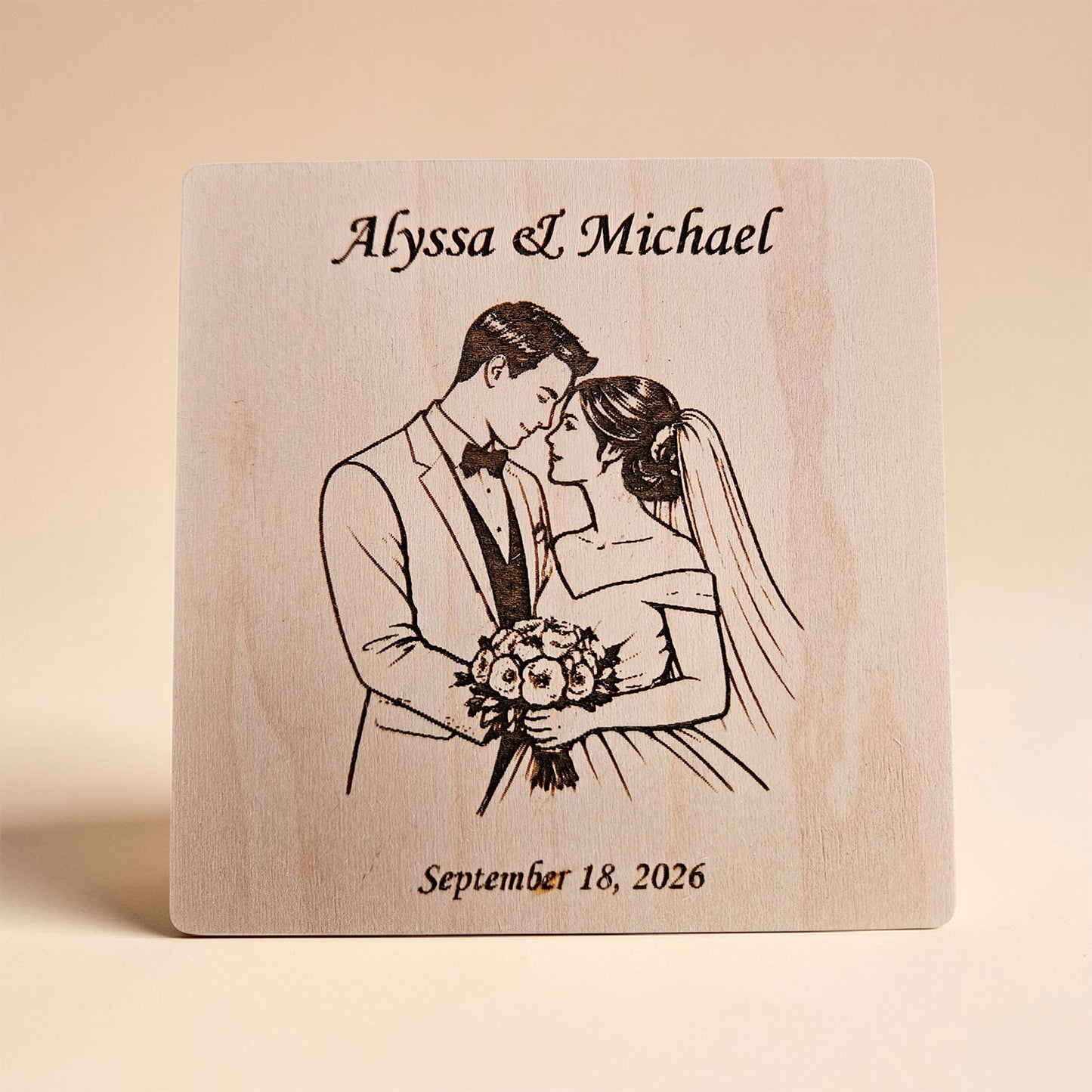 Bride and Groom Coaster Design - Glowforge