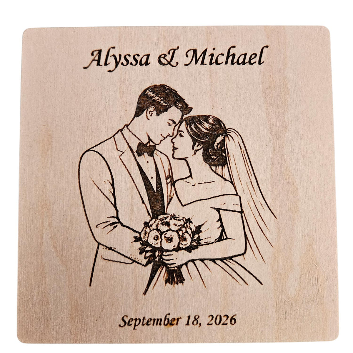 Bride and Groom Coaster Design - Glowforge