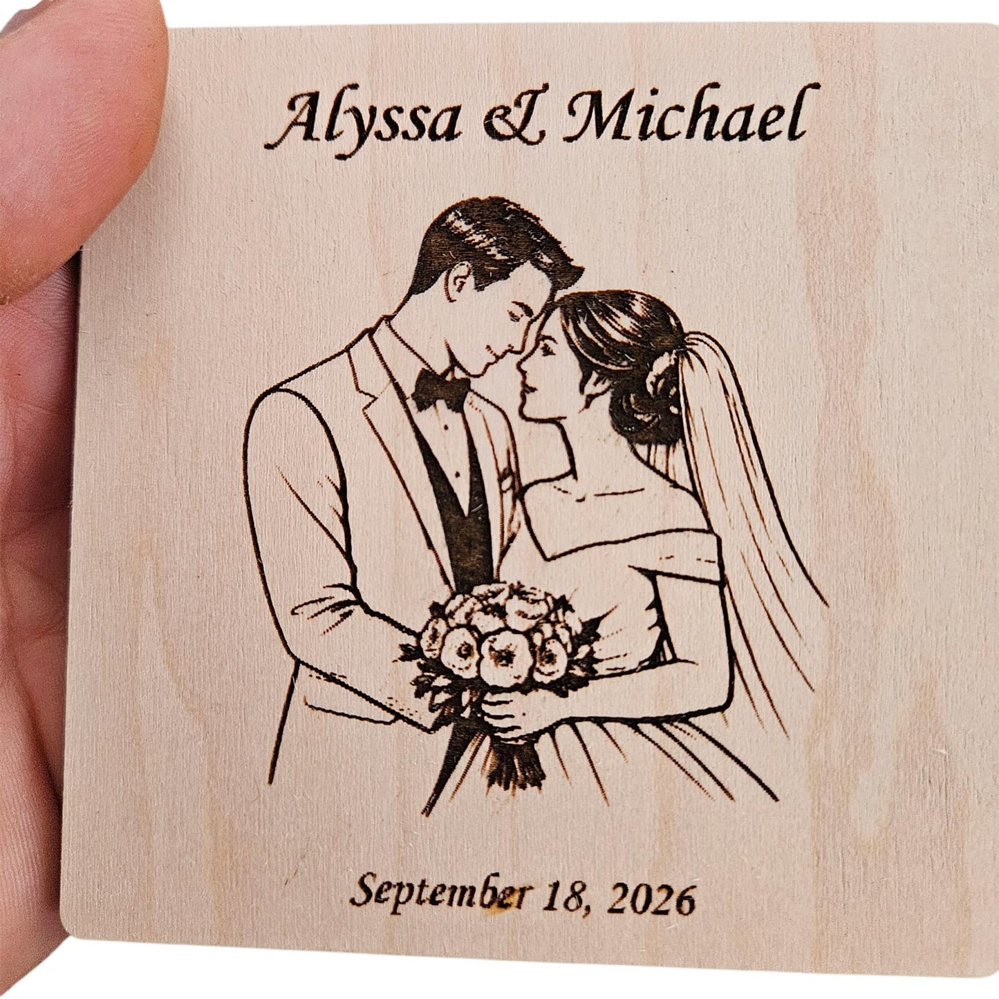 Bride and Groom Coaster Design - Glowforge
