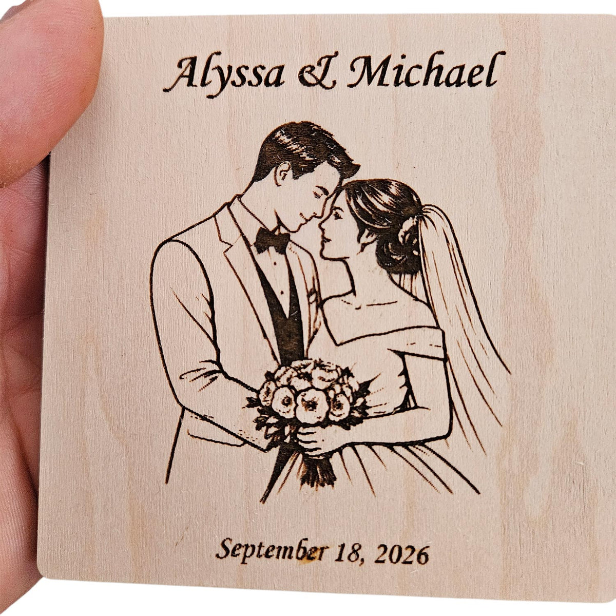 Bride and Groom Coaster Design - Glowforge