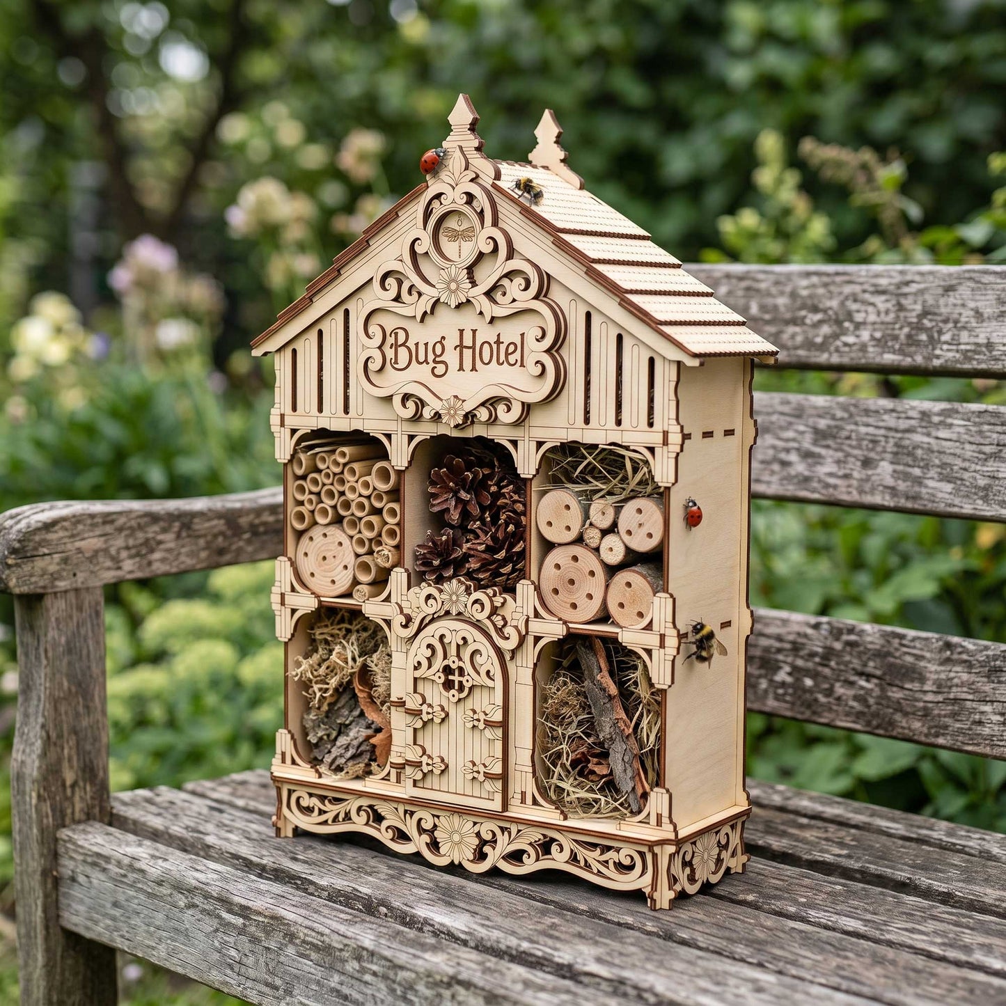 Bug Hotel - Insect House Garden Decor for Pollinators - Glowforge