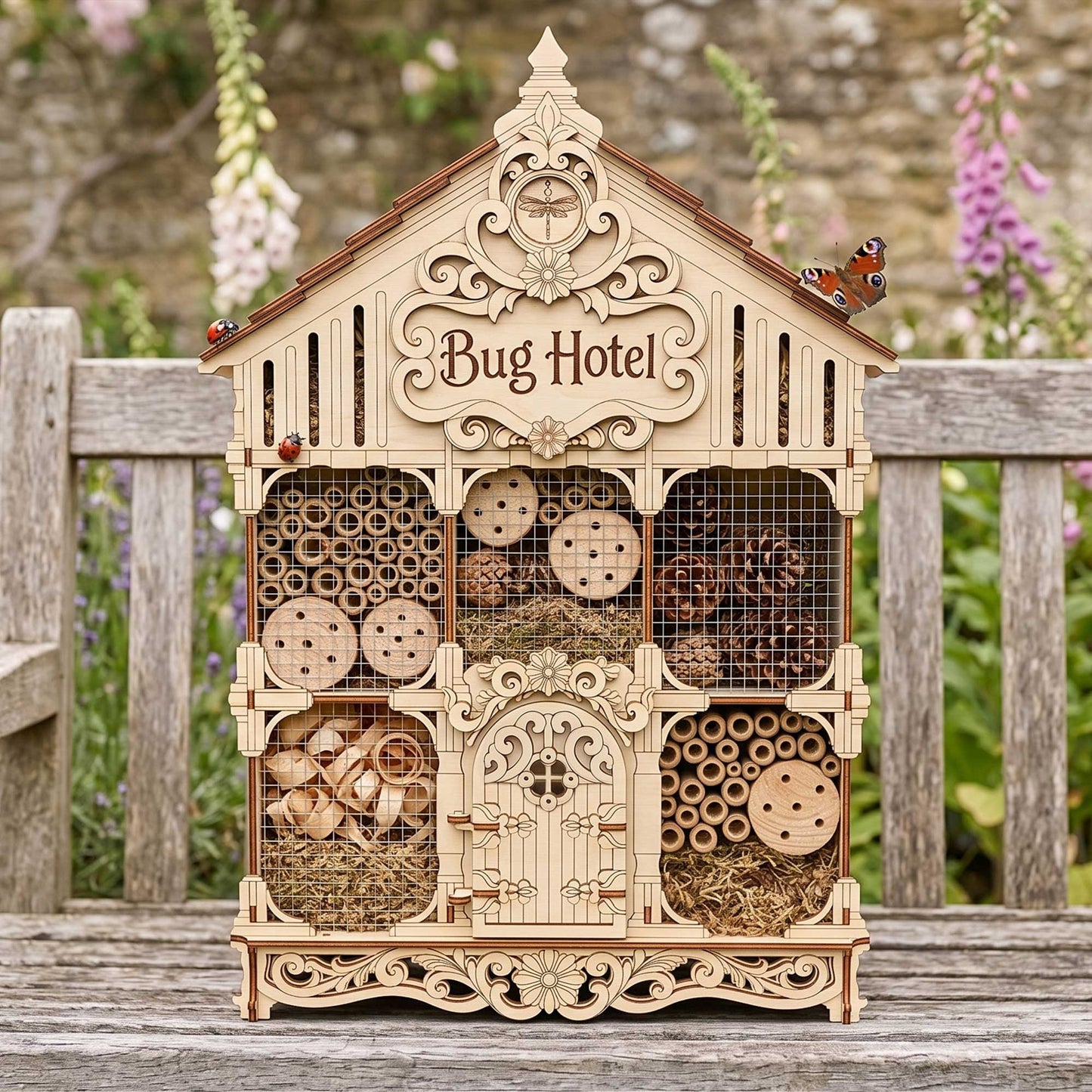 Bug Hotel - Insect House Garden Decor for Pollinators - Glowforge