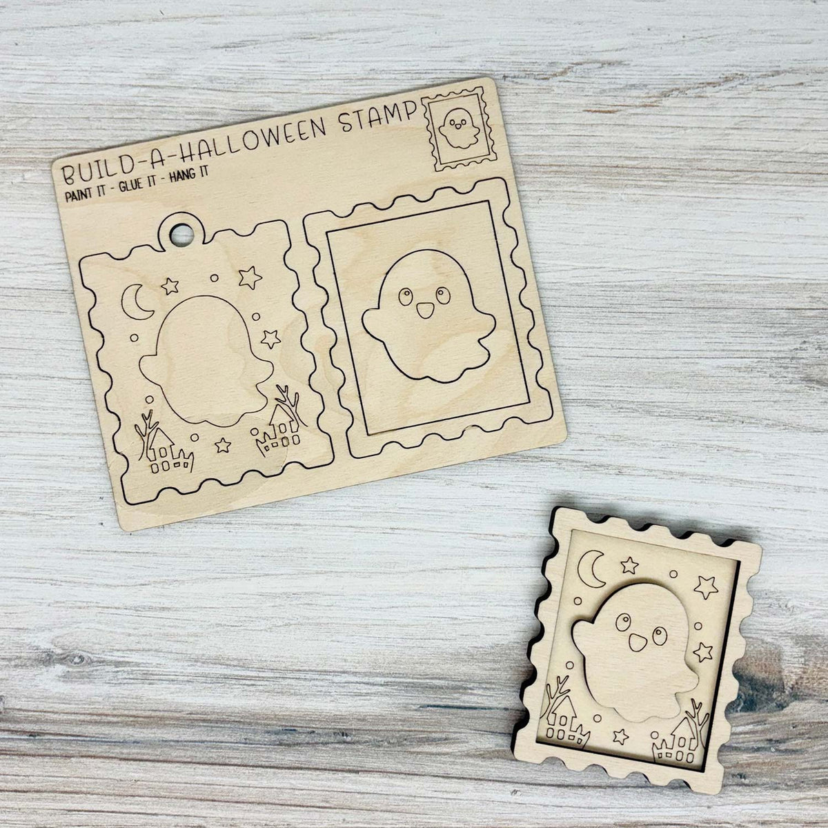 Build a Halloween Stamp Pop-Out Card - Ghost  (Set of 2)- Glowforge