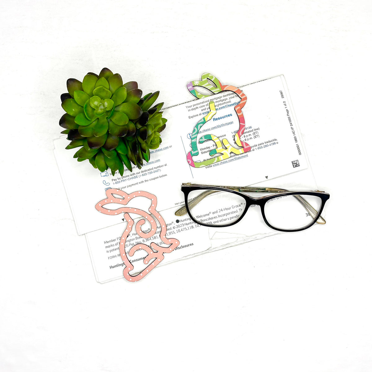 Bunny Shaped Bookmark with Card Backer - Paperclip - Snack Bag Closure - Glowforge